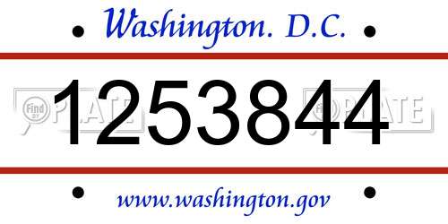 1253844 District Of Columbia License Plate