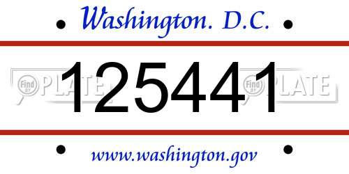 125441 District Of Columbia License Plate