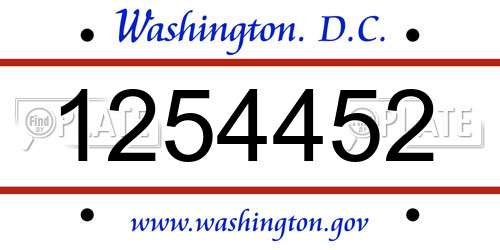 1254452 District Of Columbia License Plate