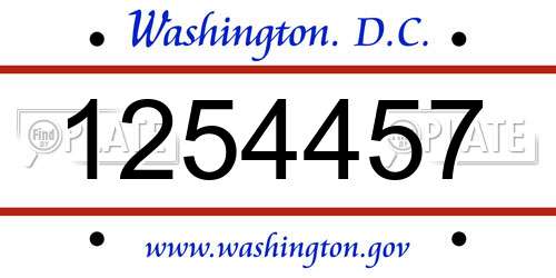 1254457 District Of Columbia License Plate