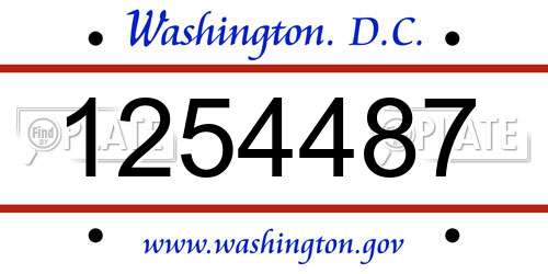 1254487 District Of Columbia License Plate