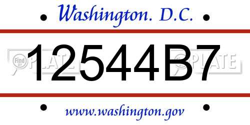 12544B7 District Of Columbia License Plate