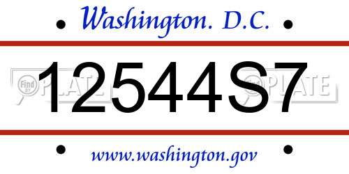 12544S7 District Of Columbia License Plate