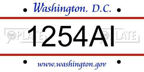 1254AI District Of Columbia License Plate