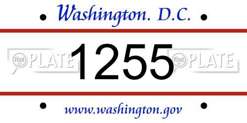 1255 District Of Columbia License Plate