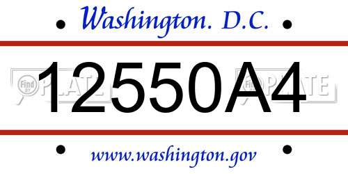 12550A4 District Of Columbia License Plate