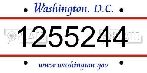 1255244 District Of Columbia License Plate