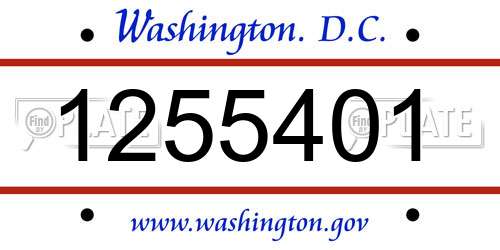 1255401 District Of Columbia License Plate