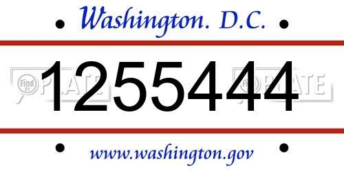 1255444 District Of Columbia License Plate