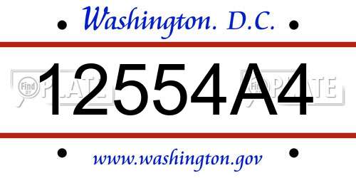 12554A4 District Of Columbia License Plate