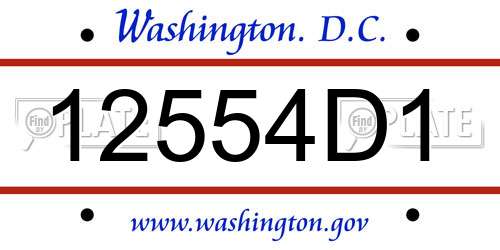 12554D1 District Of Columbia License Plate