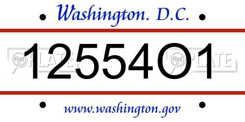12554O1 District Of Columbia License Plate