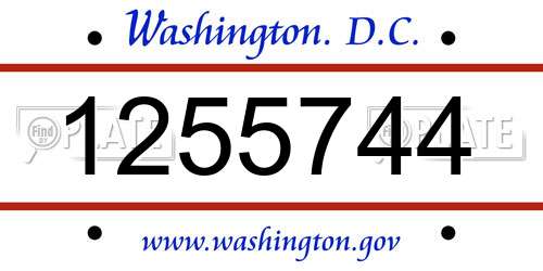 1255744 District Of Columbia License Plate