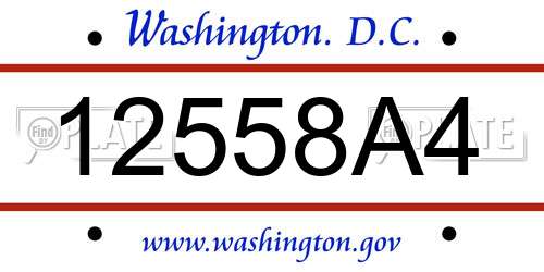 12558A4 District Of Columbia License Plate