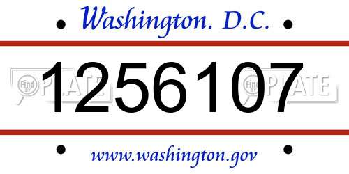 1256107 District Of Columbia License Plate