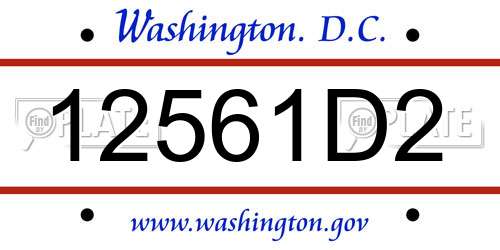12561D2 District Of Columbia License Plate