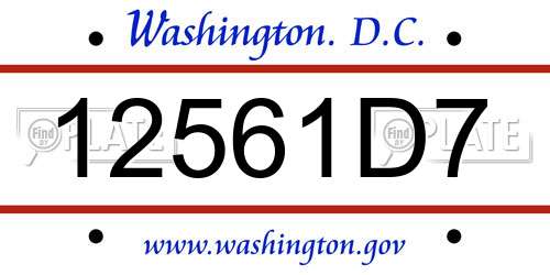 12561D7 District Of Columbia License Plate