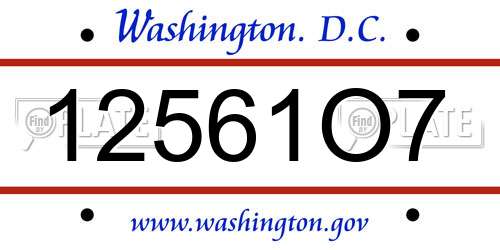 12561O7 District Of Columbia License Plate