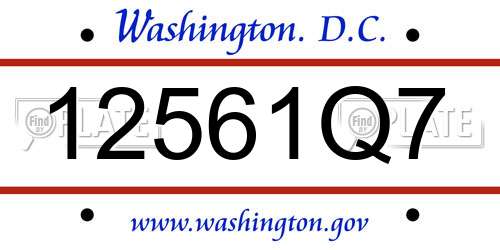 12561Q7 District Of Columbia License Plate