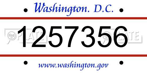 1257356 District Of Columbia License Plate