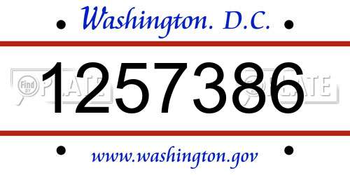 1257386 District Of Columbia License Plate