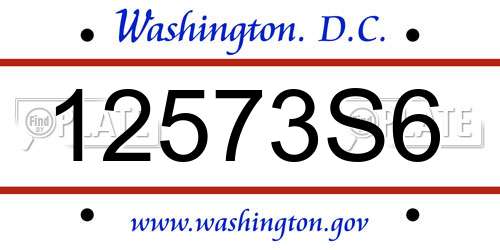 12573S6 District Of Columbia License Plate