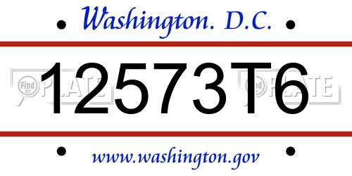 12573T6 District Of Columbia License Plate