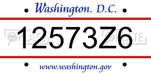 12573Z6 District Of Columbia License Plate