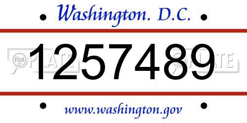 1257489 District Of Columbia License Plate