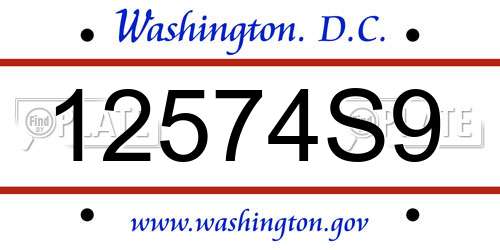 12574S9 District Of Columbia License Plate