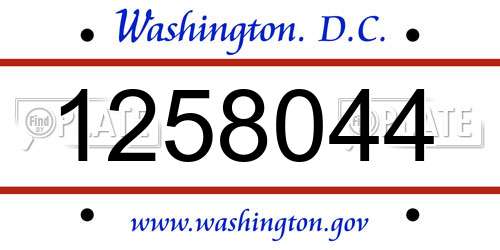 1258044 District Of Columbia License Plate