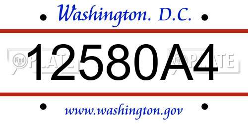 12580A4 District Of Columbia License Plate