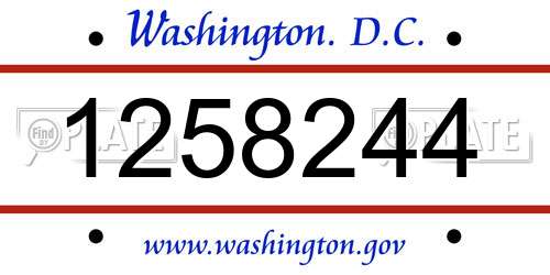 1258244 District Of Columbia License Plate