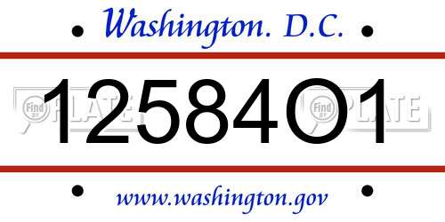 12584O1 District Of Columbia License Plate