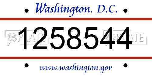 1258544 District Of Columbia License Plate