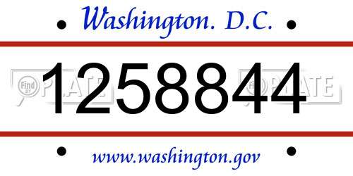 1258844 District Of Columbia License Plate