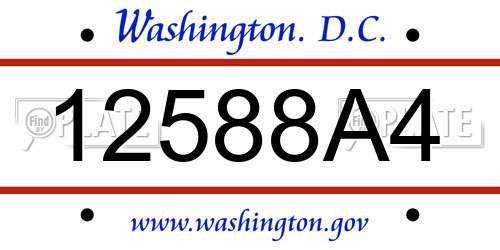 12588A4 District Of Columbia License Plate