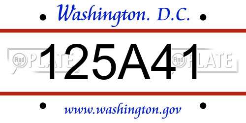 125A41 District Of Columbia License Plate