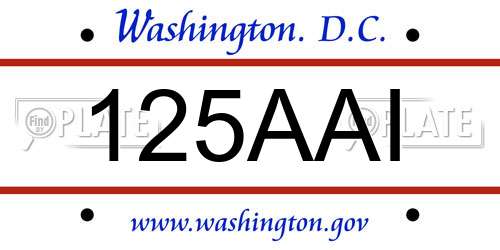 125AAI District Of Columbia License Plate