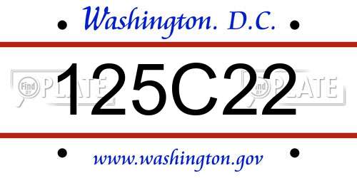 125C22 District Of Columbia License Plate