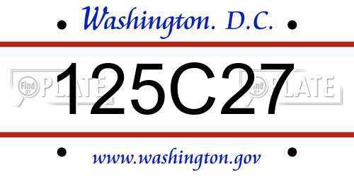 125C27 District Of Columbia License Plate