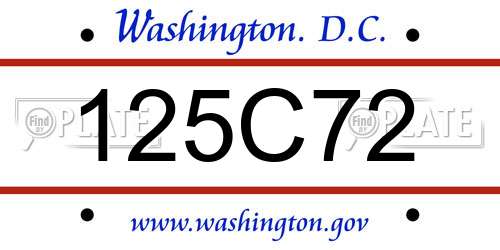 125C72 District Of Columbia License Plate