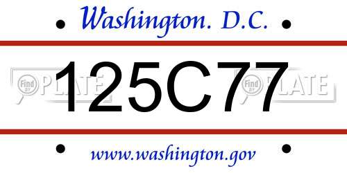 125C77 District Of Columbia License Plate