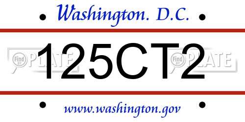 125CT2 District Of Columbia License Plate