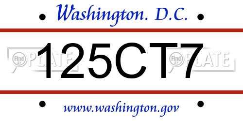 125CT7 District Of Columbia License Plate