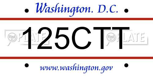 125CTT District Of Columbia License Plate