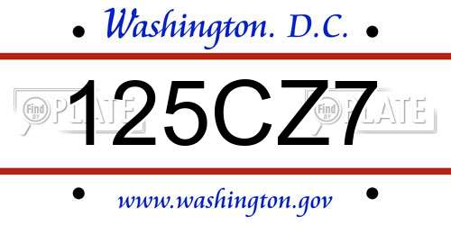 125CZ7 District Of Columbia License Plate