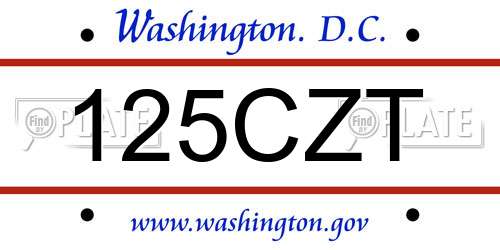 125CZT District Of Columbia License Plate