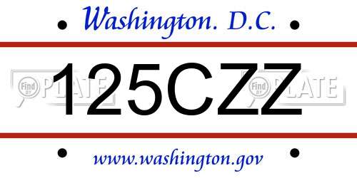 125CZZ District Of Columbia License Plate