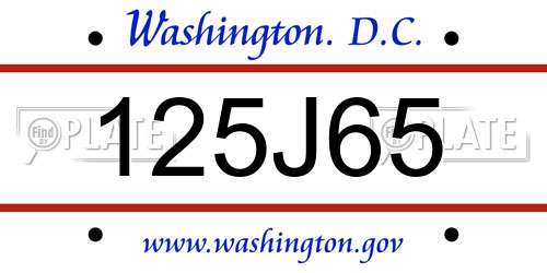 125J65 District Of Columbia License Plate